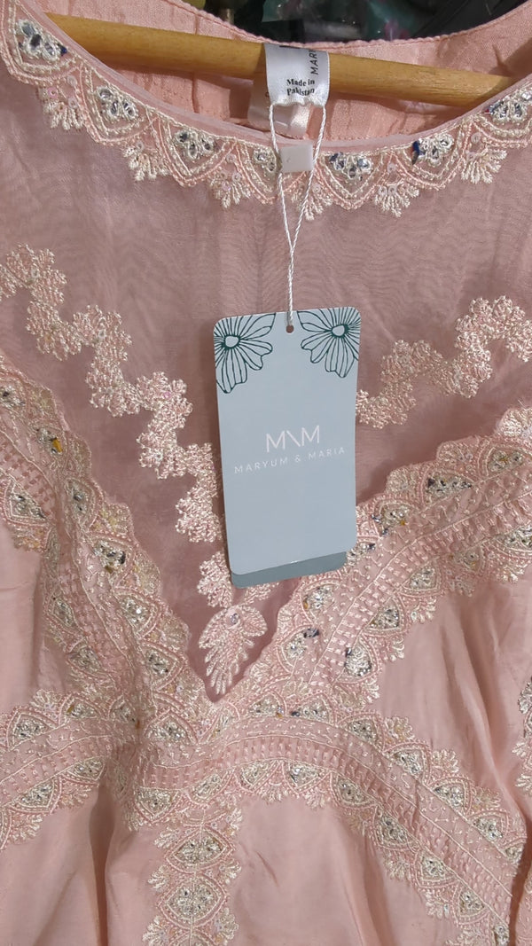 Organza Silk 3pc  shirt, inner with  organza Dupatta MnM
