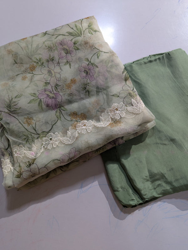 Baroque 3pc silk Trouser shirt with Organza Dupatta 4100