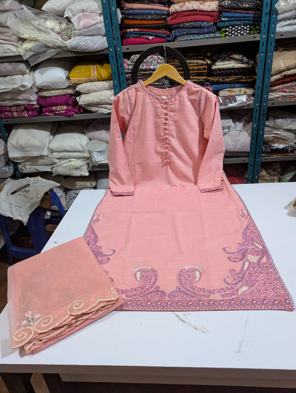 MnM khaddar shirt with Organza Dupatta 2176