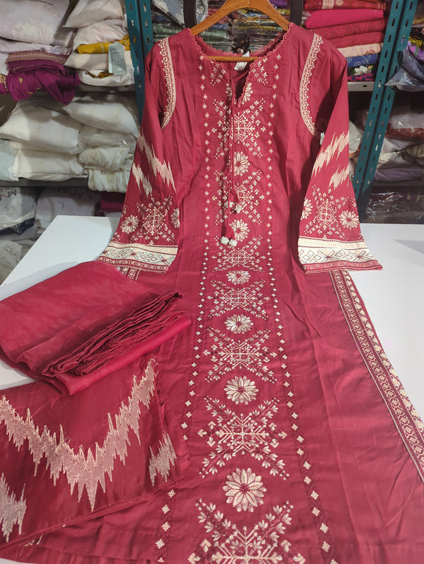 MnM lawn 3ps with Organza Dupatta