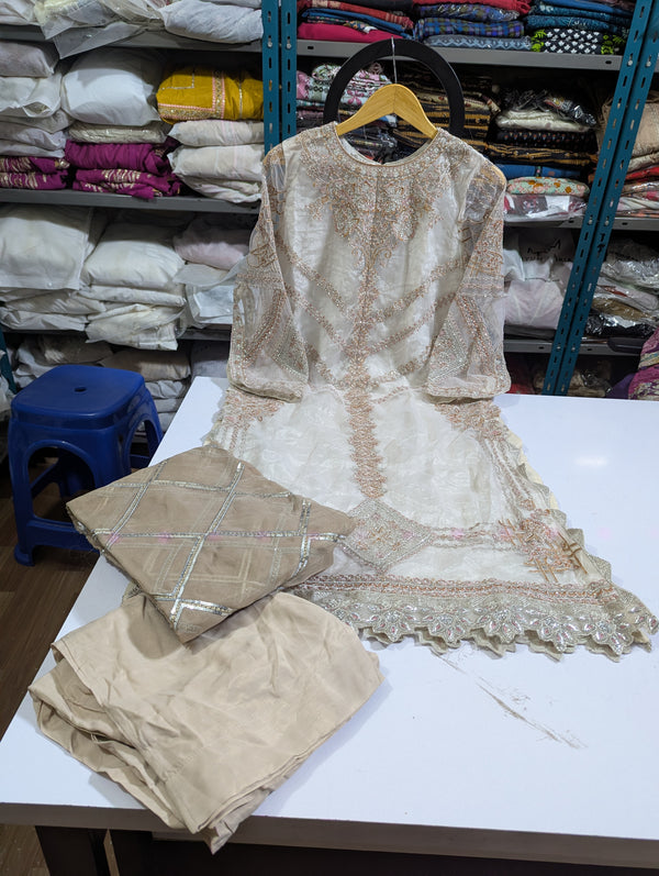 MnM 3pcs with Organza Dupatta 2298