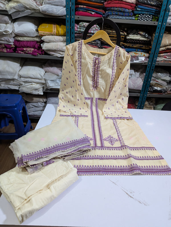 MnM lawn 3pcs with net dupptta 1264