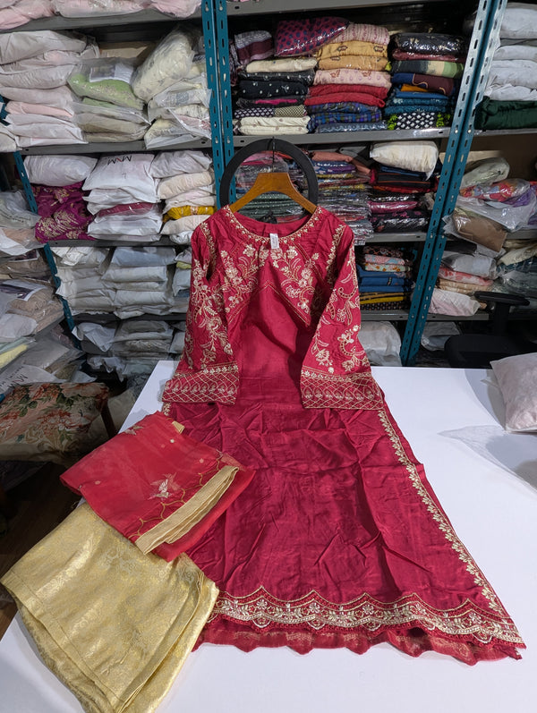 MnM silk 3pc with Organza Dupatta 3467