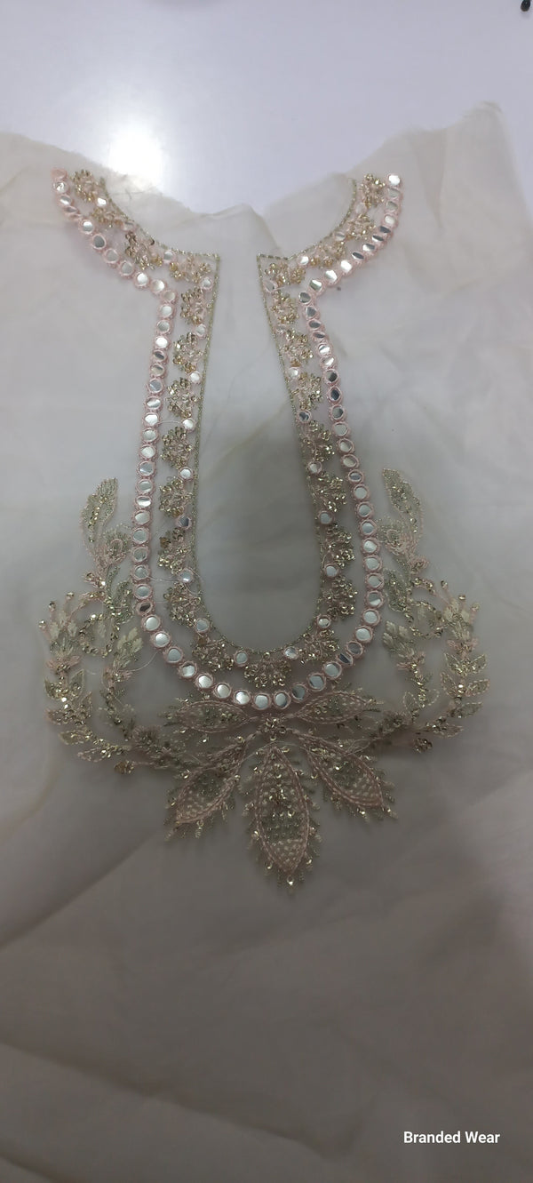 Organza neckline with foil work